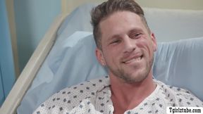 Smart patient bareback fucks TS nurse ass for free