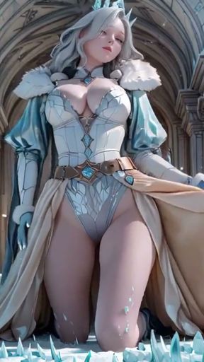 Silver-Haired Ice Queen! Kneeling in the Frozen Castle, her cold armor hides so many secrets. Hand on chest, biting&hellip;   Clip 1
