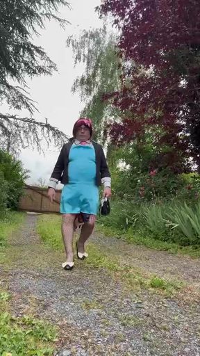 Dressed in a little turquoise dress for an evening out