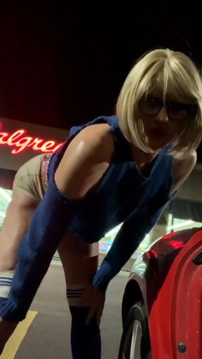 Walgreens, downtown, crazy slutty sissy