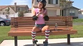 Foxy skateboarder sweetheart Chloe pleasures herself