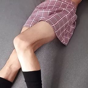 MY Hot Athletic Twink Fiance Flirts for us in His New Short Pink Skirt and White Knickers Set. FUCKING AMAZING!