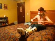 Teen Hogties Himself Fuzzy Socks SELFBONDAGE (full process)