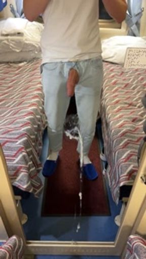 Got horny on a train. Releasing a load I've been saving for 3 days on a mirror