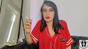 hot teen smoking deep long puffs cigarrets