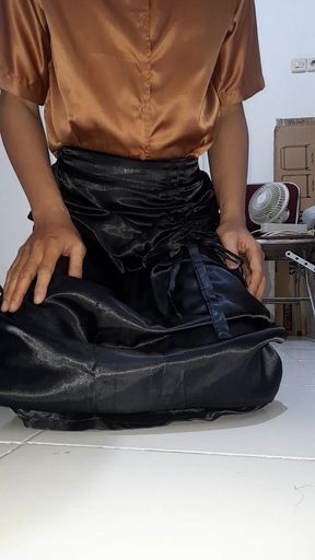 Satin Black Skirt Cum Rag