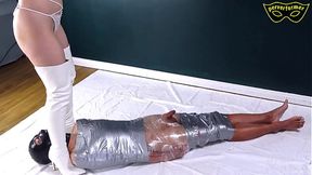 Mistress in Innocent White Feeds Slave With Huge Load