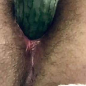 Sexy Anal creampie by cucumber close up