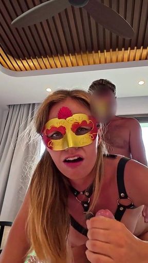 Key moment from &quot;Amateur Threesome MMF Sex While Husband is Watching - Ass, Pussy, Mouth Destroyed, Cum Everywhere&quot;
