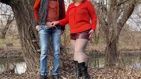 Mother-in-law and Son-in-law Take Turns Peeing
