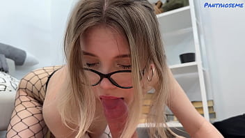 Cumming Hard on Milka's Face and Glasses Lensed Fellation