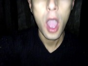 Play with cum in mouth after cruising - swallowing stranger cum