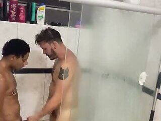 That bastard came to shower with me, gave me a blowjob, and we ended up fucking each other hard.