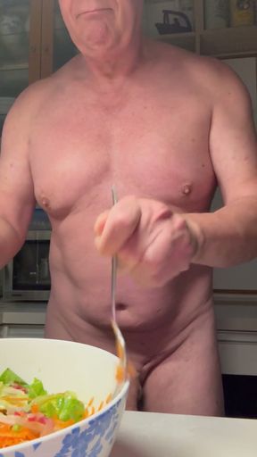 Seasoning my sslad with cum   Clip 1
