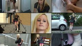 Liz One Shoed Working Gal's Sprain and Stair Struggle (in HD 1920 X 1080)