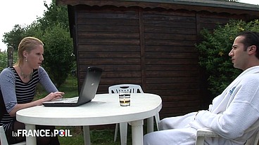 Young neighbor deeply ass fucked in her garden