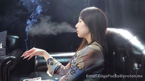 Glamorous Asian Smoker Candid Interview and Intense Smoke Ring Display — QING1 4K