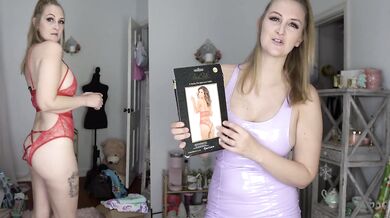 Blonde Youtuber bares it all in sling bikini lingerie haul