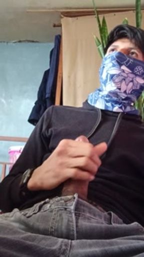 man with a good cock masturbates until he cums