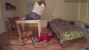 Table Leg Stomach Crushing Weight Sit Slave Bound