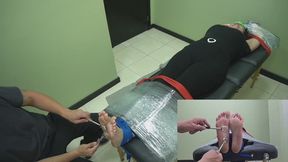 Tickling becomes unbearable for KaChan when she's wrapped up (multicamera Body-Feet)