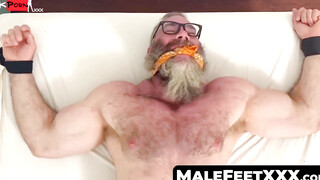Beard-Tugged Foot Frenzy! Muscle Hunk Endure Body & Feet Torments in Bondage Porn
