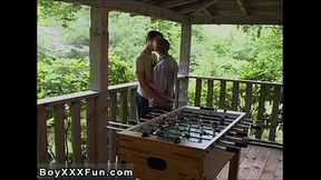 Gay sex Aussie twinks Rick and Corey head out into the forest for a