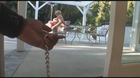 Short haired blonde babe uses big dick to pleasure her anal