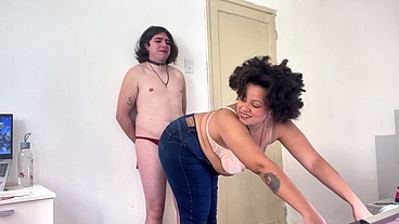 BBW Fart Punishment on Trans Girlfriend Face & Cock Ass Worship Domination
