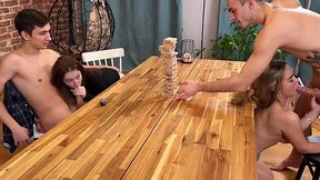 Two Lovely Big-titted Students Treat Their BF With Blowie And Titjob While Playing Jenga