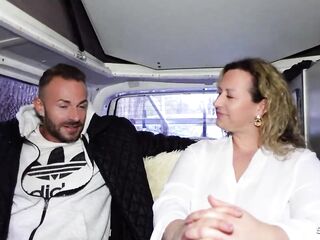 German Curvy Aged Wife with large natural Titties Kathy Unfathomable Talk to Casting Screw at Bus at real Street Casting