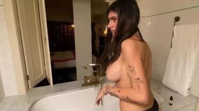 Well-endowed MILF/GF sucks and jacks off big cock in POV