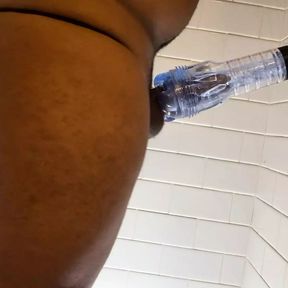 Black Man Humps Fleshlight to Moaning Cumshot with Cock Ring on and Prostate Toy Inserted