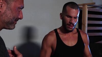 Bearded hunk gives head before being bent over for rimming and banging