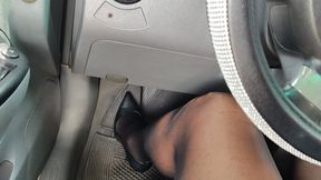 Accelerating car pedals with stiletto heels and pantyhose (1)