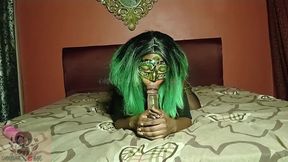 Green-haired Ebony Slut Stuffs Massive Dildo Deep in My Wet Pussy - Extreme Solo Insertion Makes Me Squirt Hard in Fishnets!