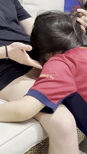 Asian Football Girl in Jersey Got Caught and Punished by Creampie