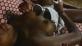 ”Lovely ebony model Parris Love fingers herself & rubs her clit to orgasm”