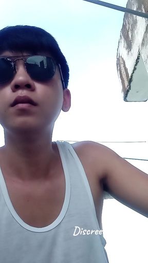 Asian with Big Veiny Cock Cums Twice Outdoor