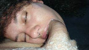Smearing a slut's greedy mouth with lots of cum.