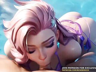 CG Animation : Seraphine Swimming Pool Bang League of Legends Uncensored Comics