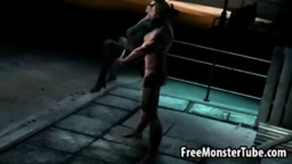 3D cartoon Catwoman getting a hard fuck outdoors
