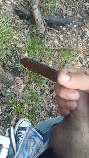 Jacking off in a public park