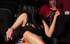 Audrey bitoni plays with her pussy in the movie theater