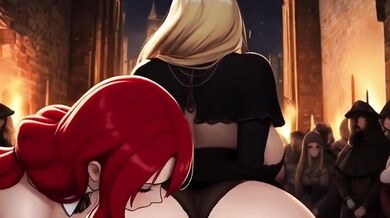 Medieval cartoon hunk riding rough BBC interracial passion