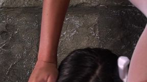 big tit kat lee and kit lee keep their thigh highs on as they share a dick