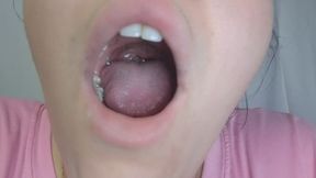Yawning from very close up with the uvula exposed