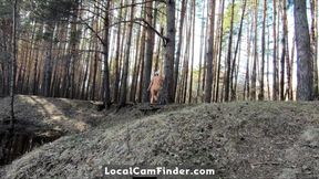 Naked Teen Walks in Spring Forest