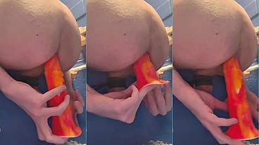 Destroying Asshole with Horse Cock Dildo