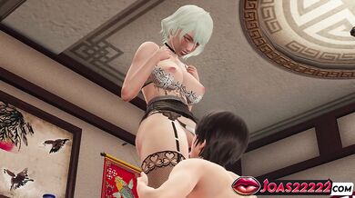 Hot Blonde Bella in Stockings - 3D Hentai with Standing Pussy Licking and Close-Ups, Floor Pussy Fingering with Moans, and Big Pink Dildo Masturbation